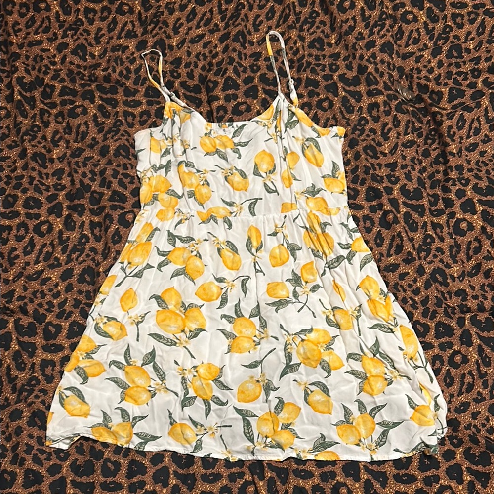 H&M White and Yellow Sleeveless Spaghetti Strap Sundress